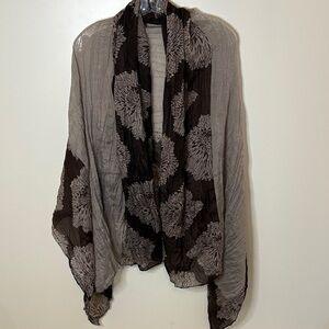 Brown and Gray Silk Floral Shawl